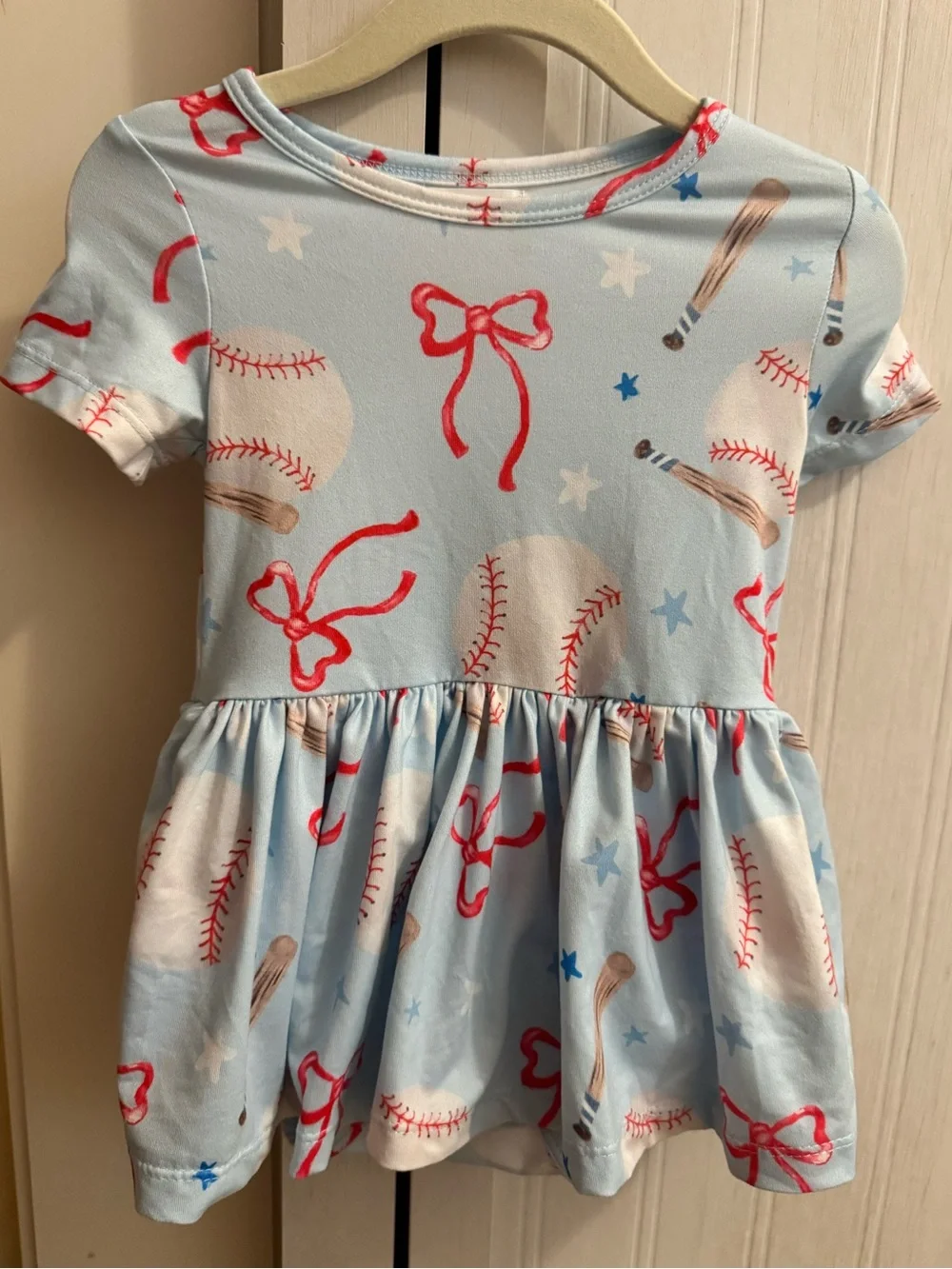 Mila & Rose Baby Blue Baseball Bow Dress